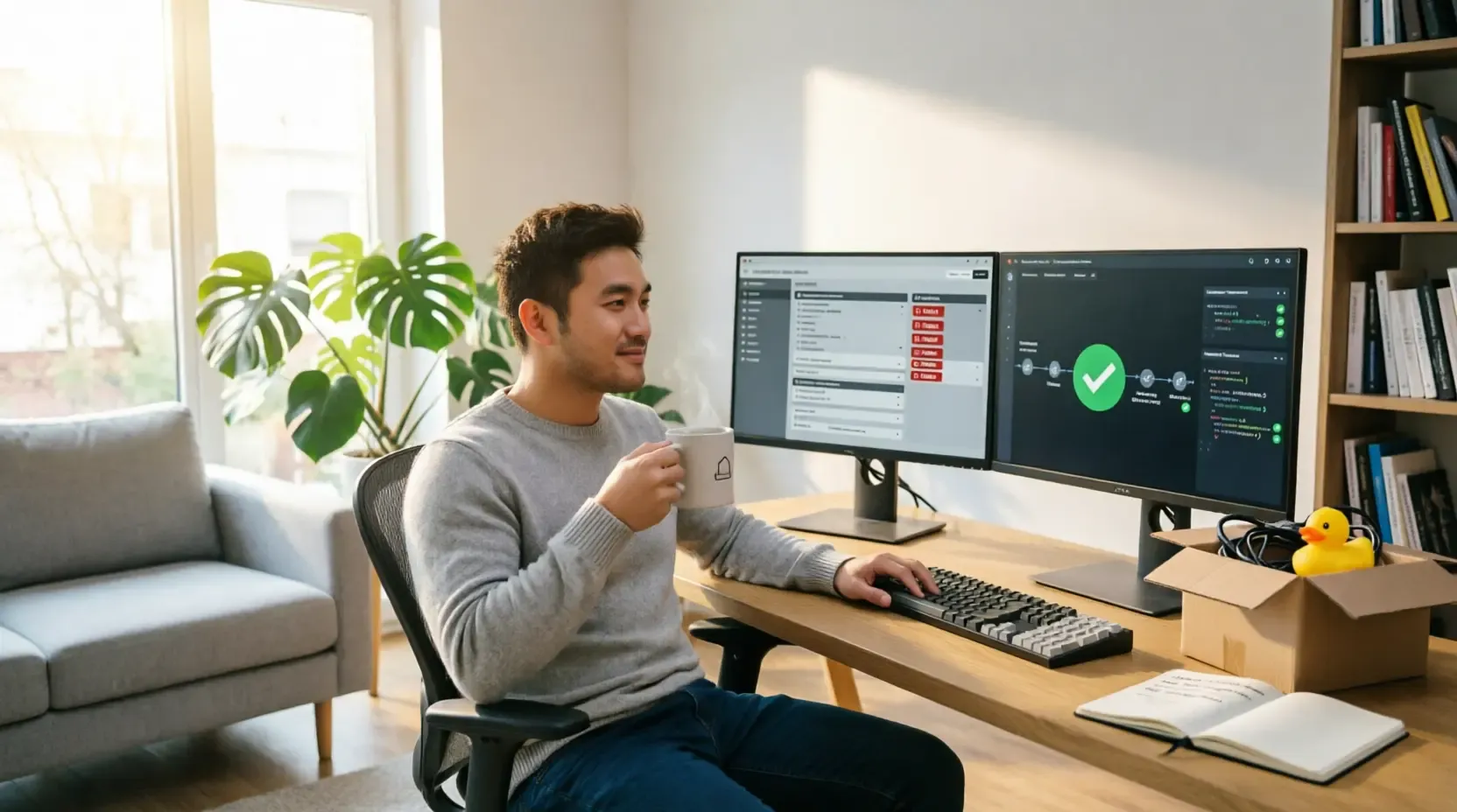 Smiling at Monitor